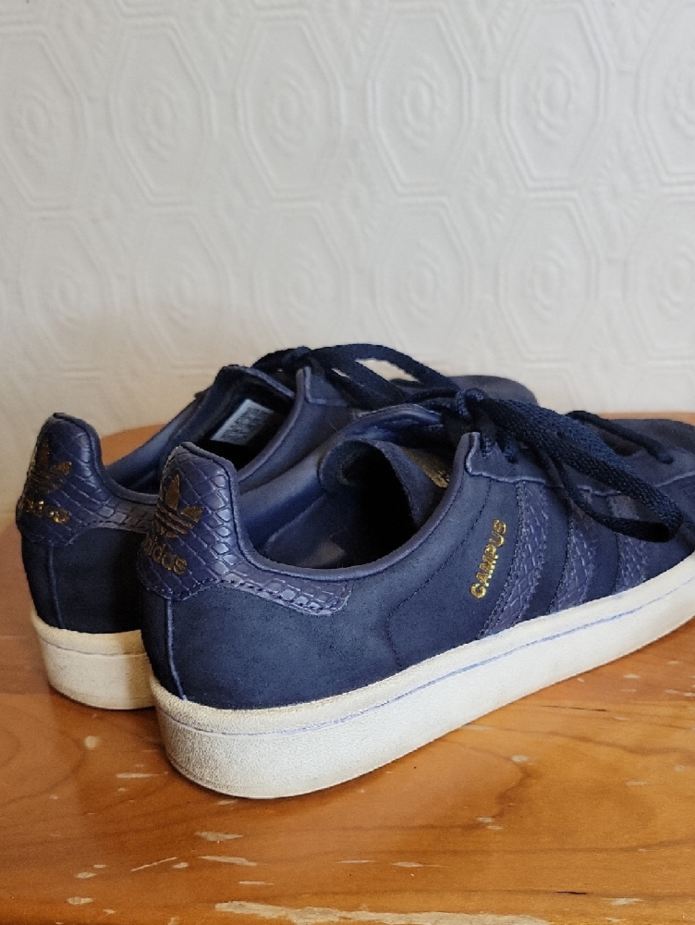adidas Campus Sneakers - Navy Suede Gold Branding Size US 6.5 - Picture 4 of 10
